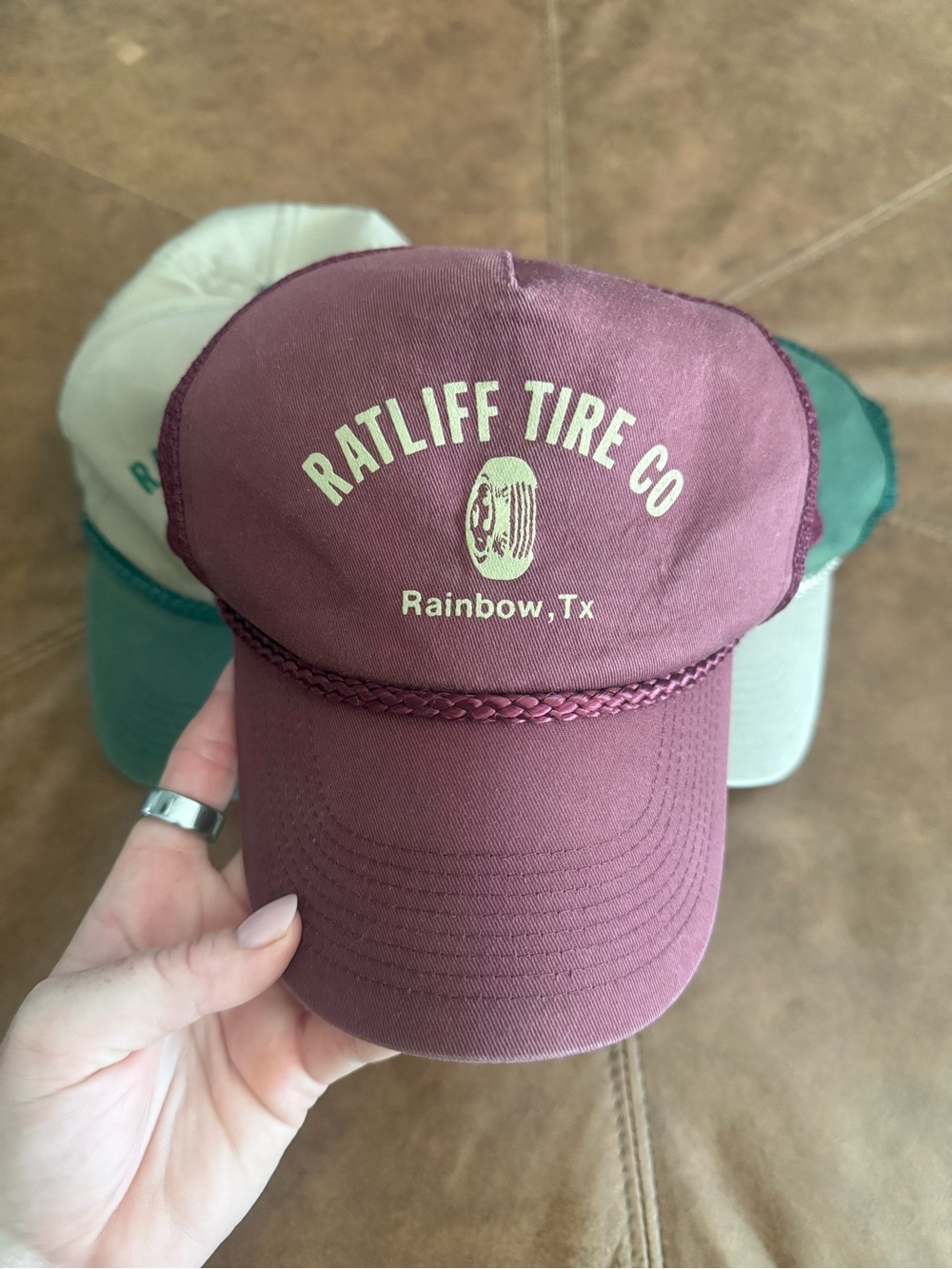 American Vintage Maroon Trucker Hat with Cream Logo